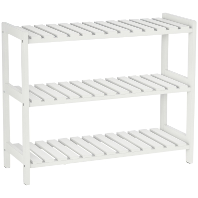 HOMCOM Zapatero de Madera de 3 Niveles Zapatero Recibidor para 9 Pares de Zapatos para Entrada Pasillo 70x26x57,5 cm Blanco