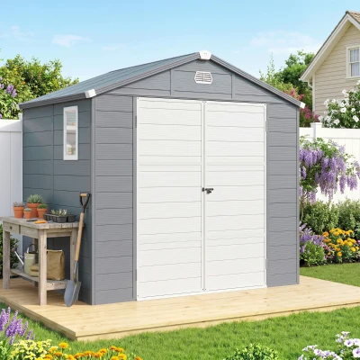 Outsunny Abri Résine 4,56m² Aluminium Gris Foncé