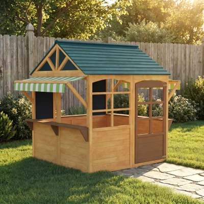 AIYAPLAY Cabane Enfant Extérieur Pliable Jaune avec Portes & Fenêtres