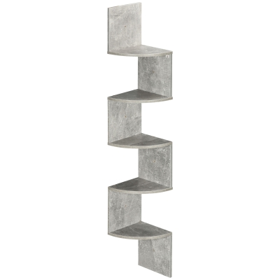 HOMCOM Estante de Canto para Parede Zigzag 20L x 20l x 126H cm 5 Níveis Madeira Cinza
