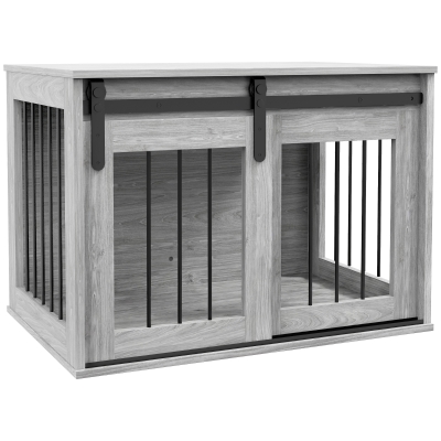 PawHut Cage Chien Métal Effet Bois 80x54x57cm Intérieur