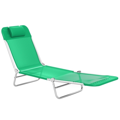 Outsunny Steel Sun Lounger Reclining Back Dark Green