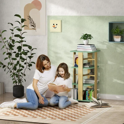 AIYAPLAY Biblioteca infantil com rodízios, arrumação de livros 3 níveis para sala de jogos, quarto infantil, verde