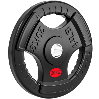 SPORTNOW Set de Discos 20 kg con Orificio de 5 cm y 3 Agarres, Acero con Revestimiento de Plástico, Negro