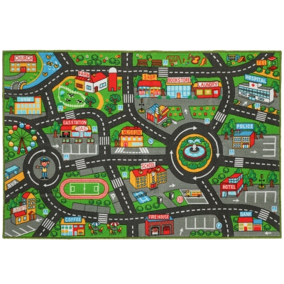 AIYAPLAY Kruipmat Baby, Speelmat 200x150x0,5cm, Antislip kruipdeken met antislip onderzijde Stadsmotief voor Kinderkamer
