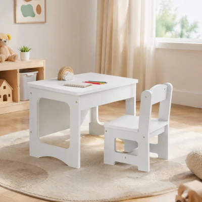 AIYAPLAY Bureau Chaise Enfant Plateau Réversible Blanc 3-6 Ans