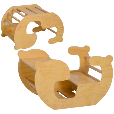 AIYAPLAY Arco de escalada infantil, mesa para brinquedos infantil 18-48 meses, design 2 em 1, carga máx. 50 kg, madeira natural