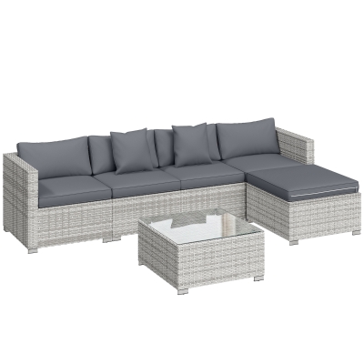 Outsunny 6-Piece Rattan Sofa Set Mixed Grey