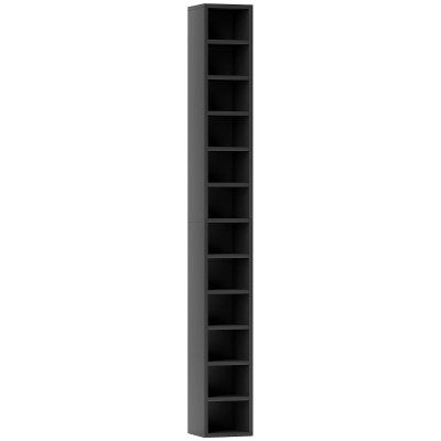 HOMCOM Rangement CD/DVD 12 Compartiments Noir 21x20x175cm