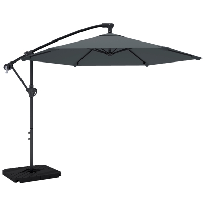 Outsunny Ombrellone a Sbalzo e Base a Croce 302x295x242 cm Grigio