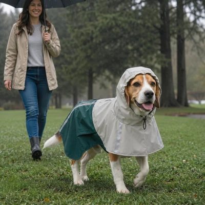 PawHut Imperméable Chien Moyen Capuche Réfléchissant Vert