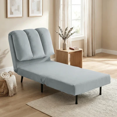 HOMCOM Sillón Cama Individual 3 en 1 Sofá Cama Plegable con Respaldo Ajustable y Cojín Grueso para Salón 72x88x87 cm Gris
