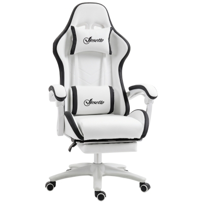 Vinsetto Fauteuil Gaming Inclinable 135° Repose-Pieds Blanc Noir
