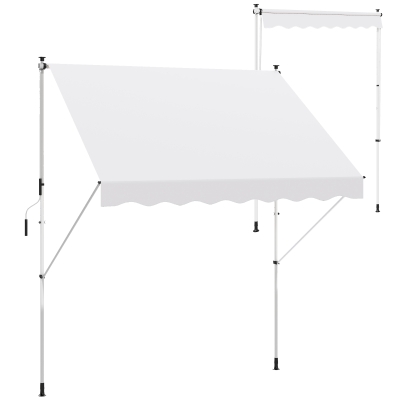 Outsunny Tenda da Sole 3x1.5m Telescopica e Avvolgibile Bianco