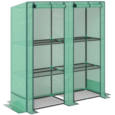 Outsunny Serre de Jardin 3 Niveaux Métal PE Vert 144x48x152cm