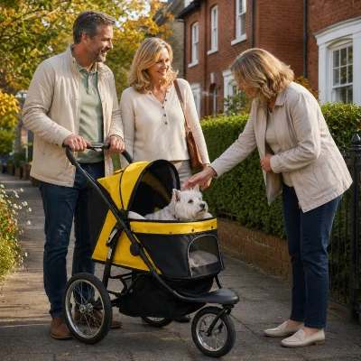 PawHut Foldable Pet Stroller for Medium Dogs Grey