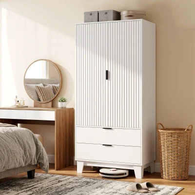 HOMCOM Armadio per abiti 80x50x180cm Bianco