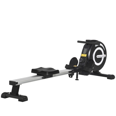 HOMCOM Rudergerät, klappbar, leiser Aluminiumrahmen, LCD-Monitor, 8 Stufen Widerstand, Schwarz/Silber