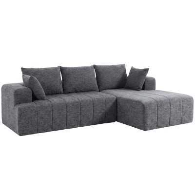 HOMCOM Canapé d’Angle 3 Places Lit Ottoman Chenille Gris