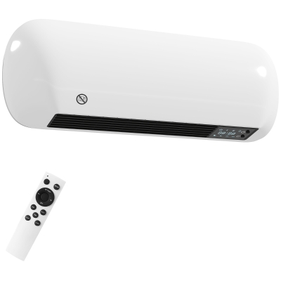 HOMCOM Wandverwarming 2000W keramische wandkachel met ventilator, 2 vermogensstanden, LED-display, thermostaat, wit