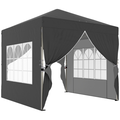 Outsunny Tonnelle Pliante 2,5x2,5m Réglable UV50+ Gris Foncé