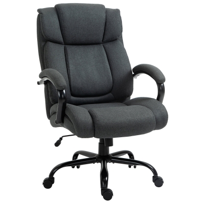 Vinsetto Bureaustoel, Ergonomische Bureaustoel, Draaisteel met Gevoerde Armleuningen, tot 220 kg belastbaar, Grijs