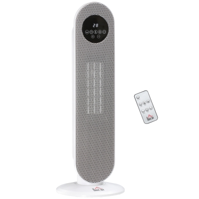 HOMCOM Verwarmingsventilator 2000W, PTC keramische elektrische verwarming met afstandsbediening, oscillatie, 12-uurs timer