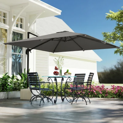 Outsunny Ombrellone a Sbalzo Inclinabile 3x3m Grigio Scuro