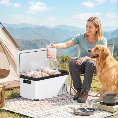 Outsunny Frigo Portatile Elettrico da 20L con Pannello LCD Bianco