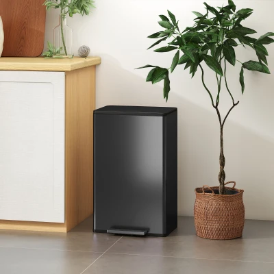 HOMCOM Keukenprullenbak 45 L Pedaalemmer met Soft-Close deksel, uitneembare binnenemmer