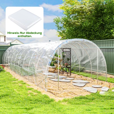 Outsunny Kasdekfolie van Kunststof, Zeil voor het Afdekken van Planten, UV-bestendig, Waterdicht, 6 x 10 m