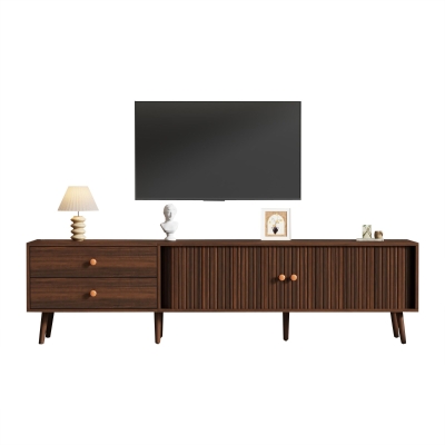 Stylish TV Cabinet for up to 80-Inch Screens, 180L x 40W x 46.5H cm, Walnut