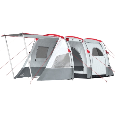 Outsunny Tente Tunnel 6-8 Pers Imperméable 5,1x2,4x1,8m Gris Clair