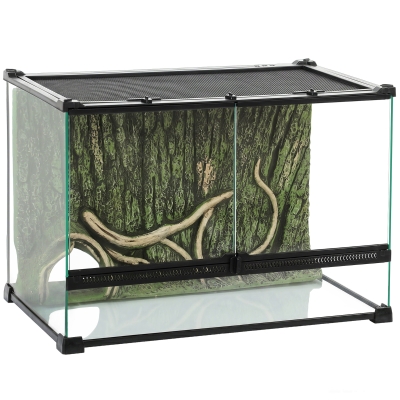PawHut Reptile Glass Terrarium Lock 50x30x35cm Black