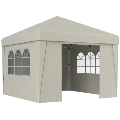 Outsunny Tonnelle Pliante 3x3m Anti-UV avec Parois et Sac Crème