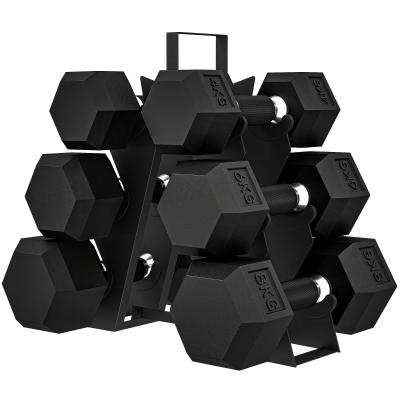 SPORTNOW Kurzhantel-Set 2x4kg 2x6kg 2x8kg mit Ständer, Gummibeschichtung und rutschfestem Griff für Zuhause und Fitnessstudio