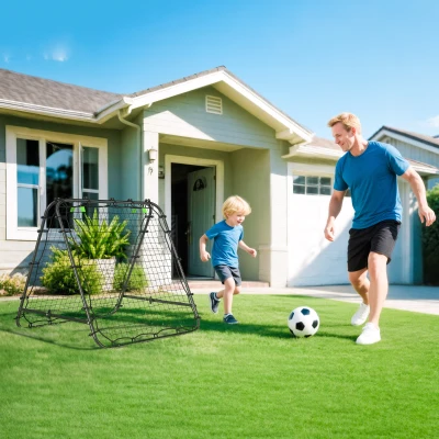 HOMCOM Rete da Calcio Rebounder Pieghevole e Regolabile Nera