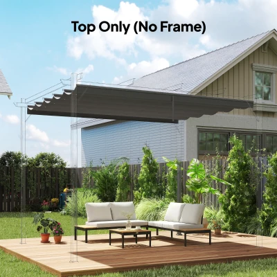 Outsunny Toile Pergola Rétractable 350x260cm Gris Clair