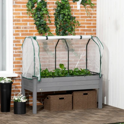 Outsunny Letto per Orto con Serra da Giardino Grigio Scuro