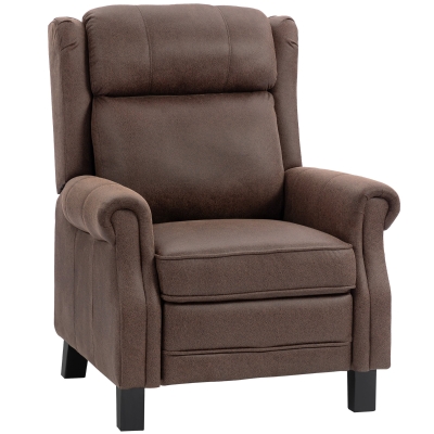 HOMCOM Sillón Relax Reclinable Manual hasta 155º Apertura Push con Reposapiés Respaldo Alto Acolchado Grueso Marrón