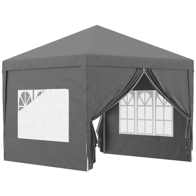 Outsunny Tonnelle Barnum Pliant 3x3m avec Parois et Sac Gris