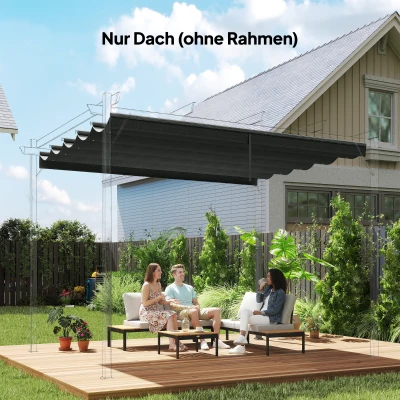 Outsunny Vervangend zeil voor 3x3m paviljoens, met waterafvoergaten, 2,50 x 2,55 m, Donkergrijs