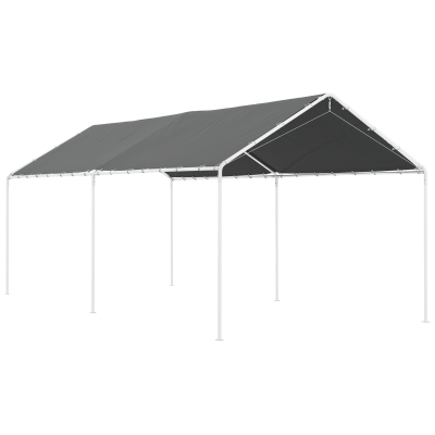 Outsunny Acoperiș pentru garaj 3 x 6m, Husă de schimb rezistentă la UV cu corzi elastice, Gri închis