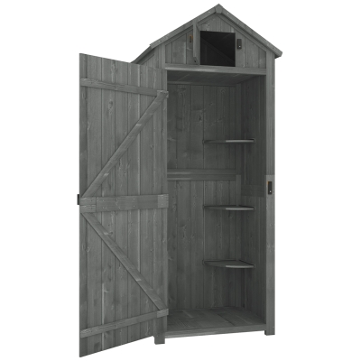 Outsunny Waterdichte Tuinkast 77 cm voor Tuin Gereedschap met Planken, Terracotta