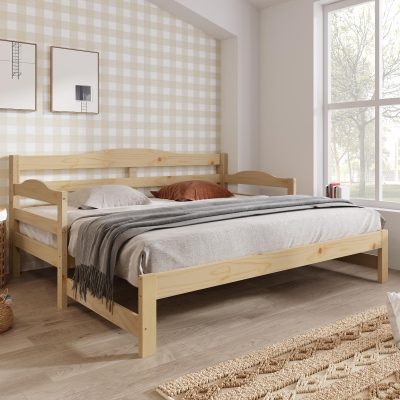 Stylish Cabin Bed with Pull-Out Trundle and Practical Storage, 196L x 187W x 73H cm, Natural