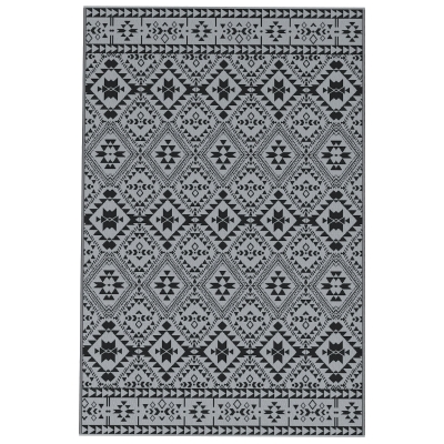 Outsunny Outdoor wendbaar tapijt, waterbestendig, geometrisch, 182x274cm, Zwart/Grijs