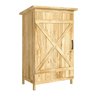 Outsunny Caseta de Jardín de Madera 63,5x40x90 cm Armario para Almacenaje de Herramientas con 2 Estantes y Puerta Natural