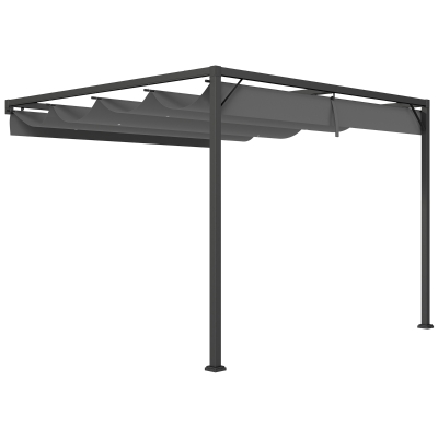 Outsunny Outdoor Pergola Retractable Canopy Grey 3x3m