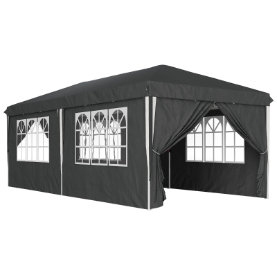 Outsunny Gazebo 3x6 m Regolabile in Metallo e Tessuto Grigio