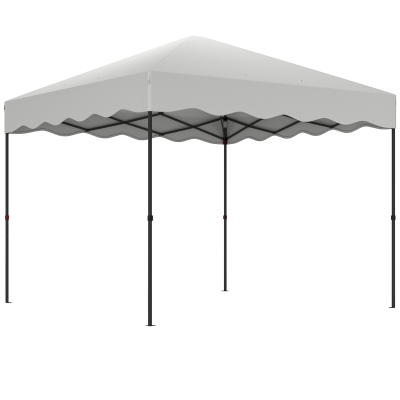Outsunny Carpa Plegable 3x3m con Protección UV Altura Ajustable y Bolsa con Ruedas para 6-9 Personas Blanco